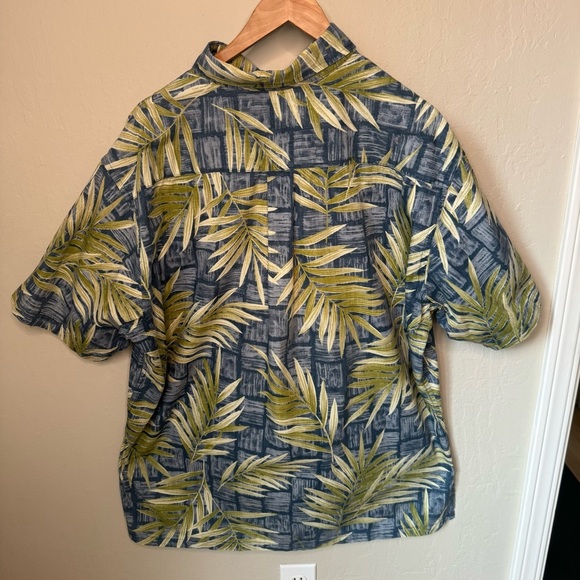 ONO & COMPANY By Liberty House Vintage Aloha Hawaiian Shirt Blue & Green Palm XL - Picture 14 of 16